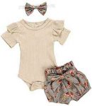 Newborn Baby Girl Clothes Flare Sleeve Romper + Floral Short Pants 2pcs Summer Outfit Set