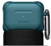 AirProds Pro Case with Base & Carabiner, ROKSEN Silicone Case Cover Shockproof, Compaitable with Apple Airpods Pro 2019 (Front LED Visible), Laker Blue