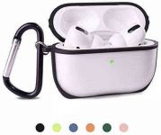 JJY AirPods Pro Case Cover Designed for Apple AirPod pro,Cute Translucent PC Airpod Pro Case with Hybrid TPU Frame and Keychain for Women Men Girl, Anti-Fall, Anti-Lost, Anti-Slip, Black Frame