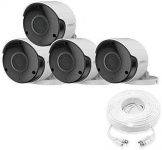 Wisenet SDC-89445BF 5MP CCTV Surveillance Weatherproof Bullet Security Camera 82ft IR Distance Plastic Housing 3.6mm Lens 104° Wide Angle (Quad Pack)