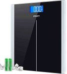 Etekcity Digital Body Weight Bathroom Scale With Step-On Technology, 400 Lb, Body Tape Measure Included, Elegant Black
