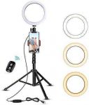 8″ Selfie Ring Light with Tripod Stand & Cell Phone Holder for Live Stream/Makeup, UBeesize Mini Led Camera Ringlight for YouTube Video/Photography Compatible with iPhone Xs Max XR Android (Upgraded)