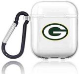 Sunnyhot Transparent Earphone Cover Fit Green Bay Packers Protective Shockproof Case Cover Skins with Keychain Compatible with Apple AirPod 2 and 1 (Fit Packers)