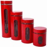 Anchor Hocking Palladian Window Cylinder Jars, Mixed Sizes, Cherry, Set of 4