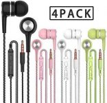 A12 Headphones Earphones Earbuds Earphones, Noise Islating, High Definition, Fits All 3.5mm InterfaceStereo for Samsung, iPhone,iPad, iPod and Mp3 Players(Black+White+Pink+Green 4pairs)