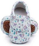 Bebila Cute Cartoon Baby Moccasins – Vegan Baby Girls Boys Shoes with Non-Skid Rubber Sole for First Walker Toddler Mermaid Printing