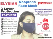 The Elysian – Fashionable & Reusable Face Masks | Limited Offer – 1 Quantity = 3 Masks ($6.67 Only For Each Mask!)