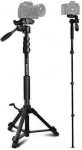 Camera Tripod Portable Aluminum Alloy Camera Tripod Monopod with 3-Way Swivel Pan Head and Carrying Bag for DSLR, DV Video Camcorder, Phone (BJ-368)