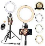 8″ Ring Light with Tripod Stand – Dimmable Selfie Ring Light LED Camera Ringlight with Tripod and Phone Holder for Live Stream/Makeup/YouTube Video, Compatible for iPhone Android, Remote(Upgraded)
