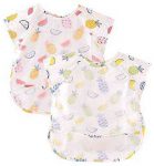 Happy Cherry Baby Infant Unisex Waterproof Bib 2 Pack| Cartoon Art Apron Stain Resistant Smock for Baby Eating Feeding Messy Play
