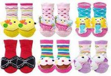 Wrapables Boy and Girls 3D Cartoon Anti-Skid Baby Booties Sock Slippers (Set of 6)