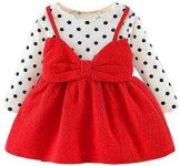 Baby Girls Dress Newborn Clothes for 0-24 Months Long Sleeve Dot Bowknot Party Princess Dress Outfits