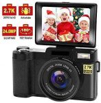 Digital Camera Vlogging Camera with YouTube 24MP 2.7k Full HD Camera with Flip Screen 180 Degree Rotation