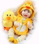 Aori Lifelike Realistic Reborn Baby Dolls 22 Inch Weighted Reborn Girl Doll with Yellow Clothes and Duck Toy Accessories Best Birthday Set for Girls Age 3