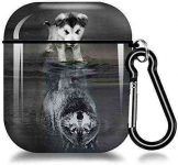 Wolf Cub Dog AirPods Case Cover,Soft TPU AirPods Case 2&1 Shockproof Silicone Waterproof Protective AirPods Skin Cover Protective Case for Airpods 1st/2nd Charging Case for iPhone X/XS/XR/Xs MAX/7/7P