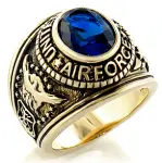 Air Force – USAF Military Ring (Gold with Blue Stone) U.S.A. Veterans Soldiers, Etc.