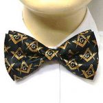 Bow Tie for Freemasons Lodge Attire – Pre-Tied Black Bow Tie with Gold Masonry Compass & Square Design – Regalia Masonic Clothing Formal Suit or Tuxedo