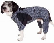 Pet Life Active ‘Downward Dog’ Heathered Performance 4-Way Stretch Two-Toned Full Body Warm Up Hoodie | GoVets