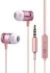 Wired Headphone Metal Earbuds by Amasing Noise Cancelling Stereo Heave Bass Earphones with Micphone Mic,in Ear Headphones Magnetic Design for iPhone 5 6 Pink Samsung M9
