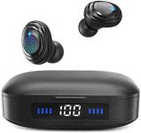 Wireless Earbuds with Immersive Sound True 5.0 Bluetooth in-Ear Headphones with 2000mAh Charging Case Easy-Pairing Stereo Calls/Touch Control/Built-in Microphones/IPX7 Sweatproof/Deep Bass for Sports
