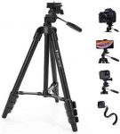 Fotopro Camera Tripod, 48″ Phone Tripod with 3-Way Head, Lightweight Aluminum Tripod for iPhone, Samsung, 1/4’’ Screw Travel Tripod with Bluetooth Remote for DSLR Camera, Canon, Sony, Nikon