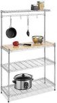 Whitmor Supreme Baker’s Rack with Food Safe Removable Wood Cutting Board – Chrome