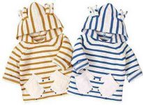 Haokaini Newborn Baby Ear Hooded Stripe Sweater Cartoon Gloves Pockets Knitted Coats for Boy Girl