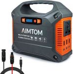 AIMTOM 155Wh Portable Power Station, Solar Rechargeable Lithium Battery Backup Power Supply with 110V/100W (Peak 150W) AC Inverter Outlet, USB Ports, DC Output for Outdoors Camping Travel Emergency
