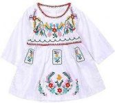 Kashoer Newborn Toddler Baby Girls Ethnic Embroidery Floral Dress Long Sleeve Party Sundress Skirt