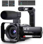 Video Camera Camcorder WiFi YouTube Vlogging Camera FHD 1080P 30FPS 26MP 16X Digital Zoom IR Night Vision 3” IPS Touch Panel Camera Recorder with Microphone, Handheld Stabilizer, 2.4G Remote Control