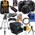 Nikon COOLPIX B500 Wi-Fi, NFC Digital Camera w/40x Zoom & HD Video (Black) + 4 AA Batteries with Charger + 10pc 32GB Deluxe Accessory Kit w/HeroFiber Cleaning Cloth, Compatible with Nikon B500