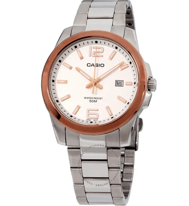 casio enticer white dial men's watch