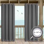 Outdoor Patio Curtains Windproof Waterproof Double Grommets, Thermal Insulated Room Darkening Top & Bottom Grommets Drape, Sold as 1 Panel