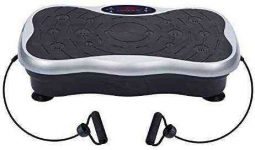 Real Relax Mini Vibration Plate Exercise Machine Full Whole Body Workout Home Massager and Fitness Platformform Weight Loss & Toning, with Resistance Band,Remote Control and Support 330Ibs,Silver