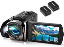 Video Camera Camcorder kimire Digital YouTube Vlogging Camera Recorder Full HD 1080P 15FPS 24MP 3.0 Inch 270 Degree Rotation LCD 16X Digital Zoom Camcorder Camera with 2 Batteries(Black)