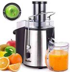 Mueller Austria Juicer Ultra 1100W Power, Easy Clean Extractor Press Centrifugal Juicing Machine, Wide 3″ Feed Chute for Whole Fruit Vegetable, Anti-drip, Large, Silver