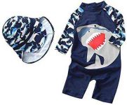 Yober Baby Boys Kids Swimsuit One Piece Toddlers Zipper Bathing Suit Swimwear with Hat Rash Guard Surfing Suit UPF 50+