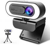 Webcam with Microphone Ring Light-HD 1080P Web Cam with Privacy Cover&Tripod for Desktop/Laptop/PC/MAC,Web Cameras for Computers,Skype,YouTube,Zoom,Xbox One,Studying, Video Calling and Conference