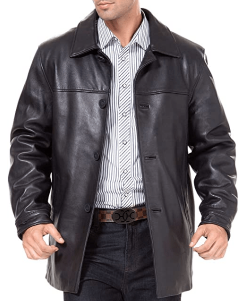 BGSD Men's Samuel New Zealand Lambskin Leather Car Coat (Regular, Big ...