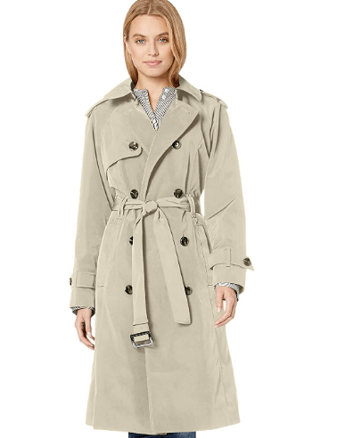 London Fog Women's 3/4 Length Double-Breasted Trench Coat with Belt ...