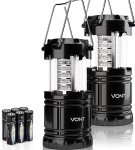 Vont 2 Pack LED Camping Lantern, Super Bright Portable Survival Lanterns, Must Have During Hurricane, Emergency, Storms, Outages, Original Collapsible Camping Lights / Lamp (Batteries Included)