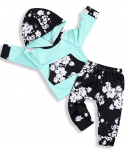 2pcs Infant Toddler Baby Boy Girl Long Sleeve Sweatshirt Kangaroo Pocket Floral Hoodie Tops Pants Fall Winter Clothes Set