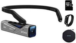 Camcorder 4K Video Camera ORDRO EP7 Portable FPV Vlog Camcorder 4K 60FPS Head-Wearable Video Camera with Gimbal Stabilizer, Remote Control and 64GB Micro SD Card