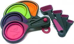 Collapsible Measuring Cups and Measuring Spoons | Portable Food Grade Silicone Measurement Cup Set for Liquid & Dry Food | Baking & Cooking | Kitchen Utensils | Dog Food & Camping & Kids Measuring Cup