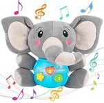 Aitbay Plush Elephant Music Baby Toys 0 3 6 9 12 Months, Cute Stuffed Aminal Light Up Baby Toys Newborn Baby Musical Toys for Infant Babies Boys & Girls Toddlers 0 to 36 Months