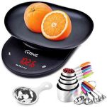 Digital Food Kitchen Scale with Bowl, 10 Piece Measuring Cups and Spoons Set Stainless Steel, Egg Separator, LCD Display Scale Weight Grams and Ounces Kitchen Measuring Set for Cooking and Baking