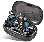 MuGo Wireless Earbuds, Bluetooth Headphones Sport, Waterproof Headset Deep Bass Loud Voice Call with Smart LED Display, BT5.0, Touch Control, 100H Playtime for Sports Running Gaming Workout, Black