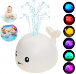 Baby Bath Toys, Whale Bath Toys for Toddlers Auto Water Spray Toy with LED Light, Induction Shines Sprinkler Fountain Baby Shower Bathtub Toy Squirt Water Toy, Ideal Gifts for Boys Girls (White)