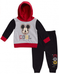Disney Baby Boys’ Mickey Mouse Hoodie and Pant 2-Piece Set (Newborn and Infant), Black-Red-Heather Grey Mickey, Size 0-3M