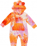 GRNSHTS Baby Girl Boy Tie Dye Romper Long Sleeve Hoodie Jumpsuit Bodysuit Button Playsuit Fall Winter Clothes